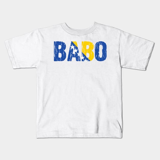 Babo Bosnian Dad Father Bosnia Flag Distressed Kids T-Shirt by Nirvanibex